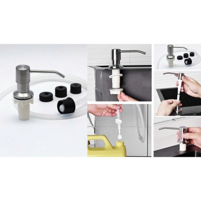 Bộ Vòi Bơm Hút Nước Rửa Chén Gắn Âm Chậu Bằng Inox Xoay 360 - Dây dẫn nối dài tiện lợi dễ sử dụng