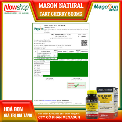 Tart Cherry 500mg Mason Natural Hộp 90 viên giảm acid uric gây Gout giúp khớp vận động linh hoạt