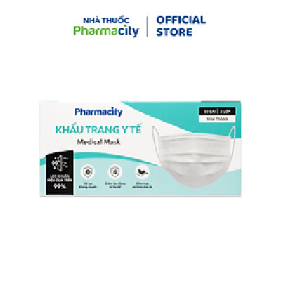 Khẩu trang y tế 3 lớp Pharmacity (Hộp 50 cái) màu trắng