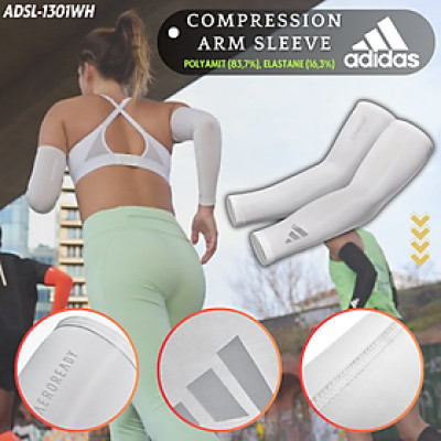 Băng Bảo Vệ Cánh Tay ADIDAS ADSL-1301WH Aeroready Compression Arm Sleeve (1 Cặp) - Hàng Chính Hãng