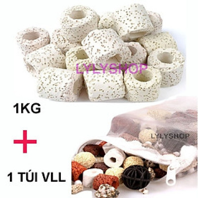 Sứ Lọc Hồ Cá túi 1KG và 1 túi đựng vật liệu lọc bể cá SIZE TO 37 x 29cm