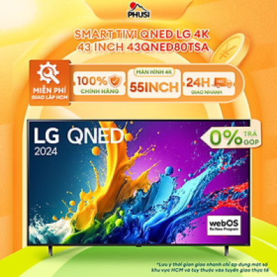 Smart Tivi QNED LG 4K 43 inch 43QNED80TSA - Hàng chính hãng- chỉ giao HCM