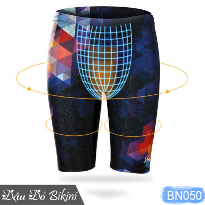 Quần bơi nam cao cấp, dáng lửng ngang gối, mẫu đa màu lập thể cá tính, thun bơi lạnh dày mát mịn co giãn cực tốt | BN050