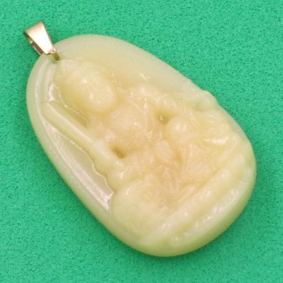 Mặt dây chuyền Văn Thù Bồ Tát thạch anh vàng 4.3cm MTVO3 - phật bản mệnh tuổi Mão