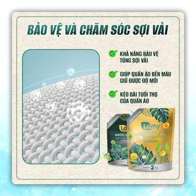 [MUA 1 TẶNG 1] Nước Giặt Xả Lamy EcoWipes Túi 2KG Hương Nước Hoa Thơm Lâu Sạch Nhanh Làm Mềm Vải 3IN1 (2 TÚI)