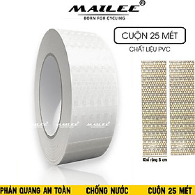 Decal Phản Quang Dán Xe Tải Xe Rơ Mooc Mai Lee PQ-25MT (25m x 5cm) Màu Trắng An Toàn Ban Đêm, Chất liệu PVC chống thấm nước