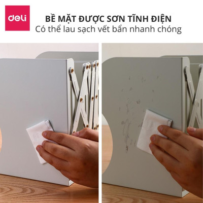 Giá Đựng Tài Liệu Mở Rộng hàng chính hãng Deli - Chất Liệu Kim Loại Dài Tối Đa Đến 48cm - Màu Xám - 1 chiếc - 78630