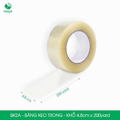 BK2A - 3 cuộn băng keo trong khổ 4.8cm x 200yard - Băng dính đóng hàng, băng keo khổ lớn