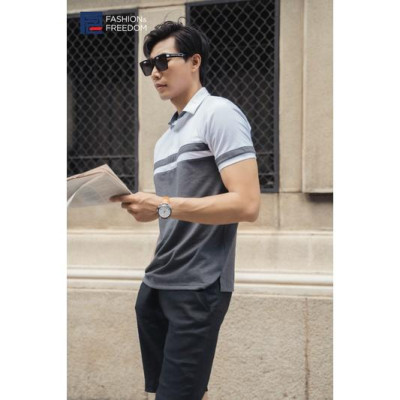 Áo Thun Nam Cotton Xám Trắng TC167