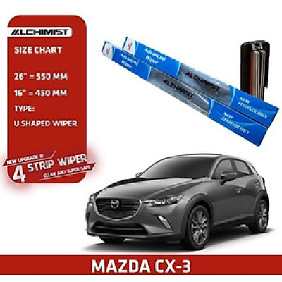 Gạt Mưa Xe Ô tô MAZDA Loại Silicon 4 Lưỡi Cao Cấp, Thiết Kế Thông Minh, Gạt Êm Và Sạch Hơn
