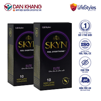 Bộ 2 Hộp Bao cao Su LifeStyles SKYN ELITE Non-latex Siêu Mỏng Siêu Mềm Cao Cấp 10 bao