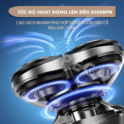 Máy cạo râu khô và ướt KEMEI KM-T85 chống thấm nước IPX6 công suất 8W sạc USB nhanh 1.5 giờ - Hàng chính hãng