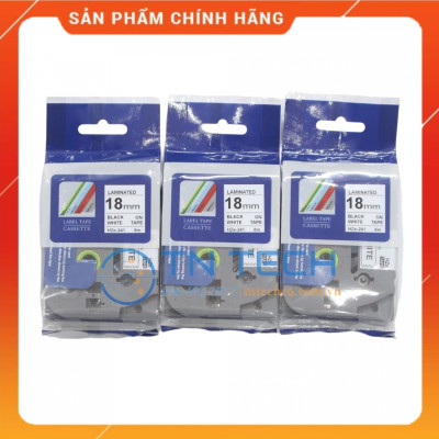 Nhãn In HZE-241 - Đen nền trắng 18mm x 8m - Dùng cho máy in BROTHER - AIMO - PUTY [Hàng nhập khẩu]