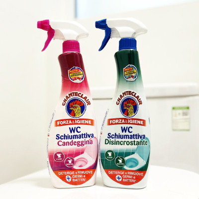 Xịt tẩy bồn cầu & Tẩy rêu nền xi măng, tẩy gạch men nhà tắm ố vàng Chanteclair WC Ý 625ml