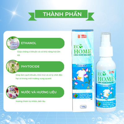 Xả Vải Khô Dạng Xịt Công Nghệ Sinh Học ECOHOME 100ml Hương Ban Mai Vỏ Xanh Làm Mềm Vải Khử Mùi Mồ Hôi, Lưu Hương Cả Ngày