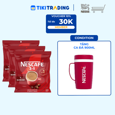 [Tặng Ca Đá 900ML] Combo 3 Bịch NESCAFE 3IN1 Công thức cải tiến - VỊ NGUYÊN BẢN Bịch 46 gói