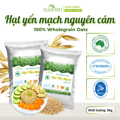 Hạt Yến Mạch Nguyên Cám Úc Xuân An [ko đường] Túi 5Kg (100% Australian Wholegrain Oats) (Giảm 30%)