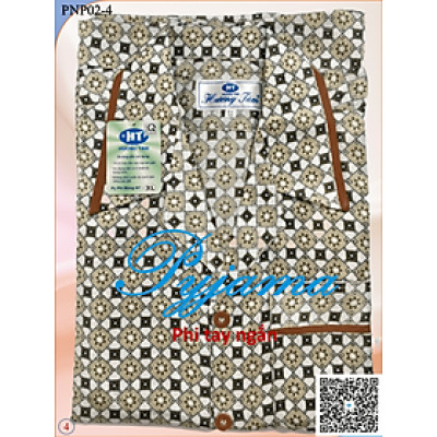 Bộ Pyjama HUONGTAM Phi bóng tay ngắn nam cao cấp(PNP02). Chất liệu vải polyester mềm mại, thoáng mát, không phai màu.