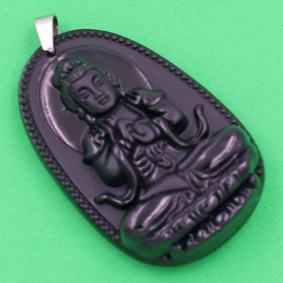 [Tuổi Mùi, Thân] Mặt Dây Chuyền Phật Đại Nhật Như Lai Đá Thạch Anh Đen Size Nhỏ 3.6cm & Size Lớn 5cm - Tặng Kèm Móc Inox - Phong Thủy 868 - May Mắn - Bình An