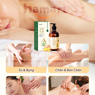 Dầu Massage Body 500ml Tinh Chất Gừng Ngải Cứu Spa Đông Y Cổ Vai Gáy Dưỡng Sinh Giảm Đau Xương Khớp