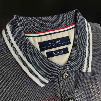 ÁO POLO CỔ BẺ GHI SÁNG HỌA TIẾT KẺ SỌC ALGPLO33