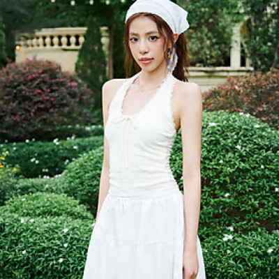 DOTTIE - Áo đính nơ hở lưng - Trắng kem - T1091