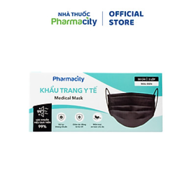 Khẩu trang y tế màu đen Pharmacity (Hộp 50 Cái) - New 2025