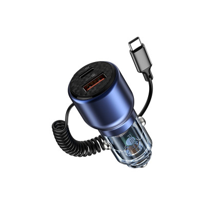 Củ sạc nhanh trên ô tô tích hợp dây Type-C PD65W RECCI RCC-N22 Hàng chính hãng