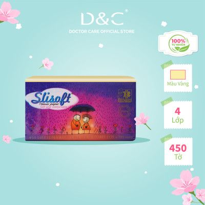 Giấy ăn Slisoft Vàng tự nhiên đa năng,khăn giấy rút thân thiện môi trường không chất tẩy trắng an toàn cho cả gia đình