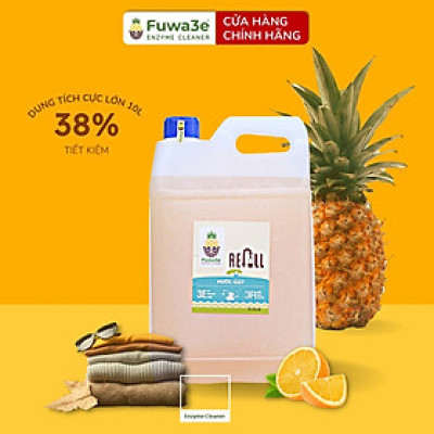 [Can 10L] Nước giặt xả hữu cơ enzyme sinh học dứa Fuwa3e 10L - giạt đồ nhỏ, đò trẻ em