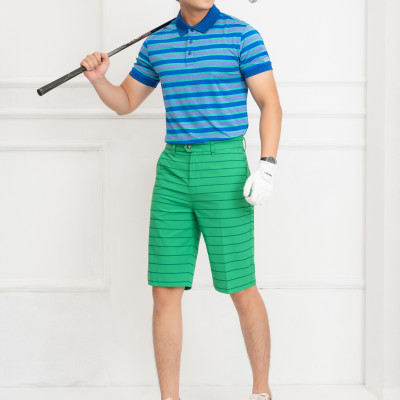 Áo thun nam cộc tay kẻ ngang màu xanh aligro ALGPLO59