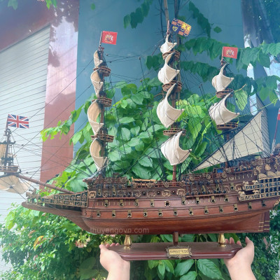 Mô Hình Thuyền Gỗ Phong Thủy Dạng Thuyền Cổ SOVEREIGN OF THE SEAS, thuyền buồm phong thủy, hàng chính hãng