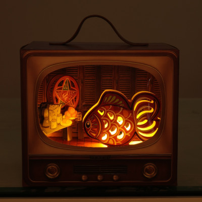 Hộp Quà Trung Thu Xanh IKACHI "Truyền Hình Tuổi Thơ" - Set 4 bánh, Tặng kèm bộ đồ chơi cá ngựa