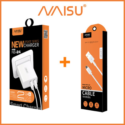 Bộ sạc hai cổng, tương thích với các điện thoại di động phổ thông trên thị trường, NS-24 ID – 1815 - Hàng nhập khẩu