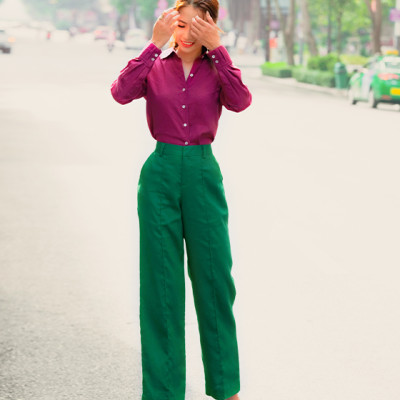 Quần Ống Suông Linen Gerbera PAN047 Thời trang thiết kế Hity