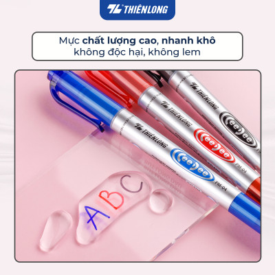 Combo 5/10/20 Bút lông dầu 2 đầu bút Thiên Long PM-04 bám dính tốt trên các vật liệu: Giấy, gỗ,nhựa, thủy tinh, gốm, sứ