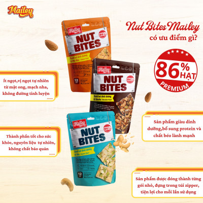 [COMBO 3 TÚI] Bánh hạt dinh dưỡng NUT BITES Mailey túi 96g - thơm ngon từ hạt tự nhiên và giàu dinh dưỡng