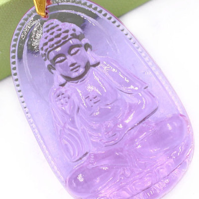 Mặt phật A Di Đà pha lê tím 3.6cm kèm hộp nhung - Phật bản mệnh tuổi Tuất, Hợi - Mặt phật size nhỏ