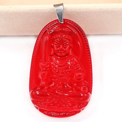 [Tuổi Dậu] Mặt Dây Chuyền Phật Bất Động Minh Vương Đá Pha Lê Đỏ Size Nhỏ 3.6cm & Size Lớn 5cm- Tặng Kèm Móc Inox - Phong Thủy 868 - May Mắn - Bình An