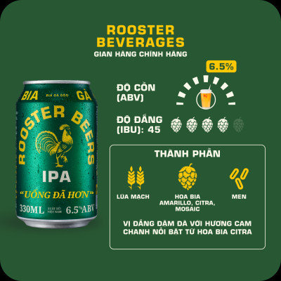 Thùng Rooster Beers IPA (Bia Gà) 24 Lon (330ml/Lon)