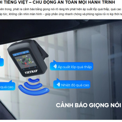 Bộ cảm biến áp suất lốp cao cấp VIETMAP TW50 - Hàng chính hãng