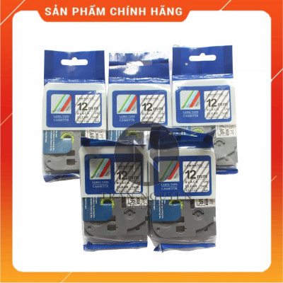 [ Combo 3 hộp] Nhãn In đa lớp Tz2-131 - Đen nền trong 12mm x 8m - Hàng nhập khẩu