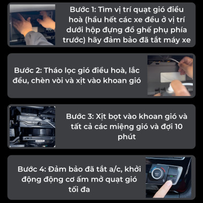 Bình Xịt Tạo Bọt Vệ Sinh Điều Hoà Dàn Lạnh Ô Tô Khử Mùi Máy Lạnh O’tech BX-11 Air Conditioner Foam Cleaner - Hàng Chính Hãng