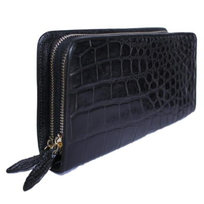 HC3759 - Ví nữ da cá sấu Huy Hoàng ngăn thụt cầm tay màu đen