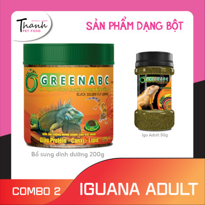 Thức ăn bò sát Iguana Trưởng Thành nhãn GREENABC dùng cho Iguana từ 1m trở lên – Gai bung, gù cao, dáng đẹp, lên màu tươi - Hộp 230g
