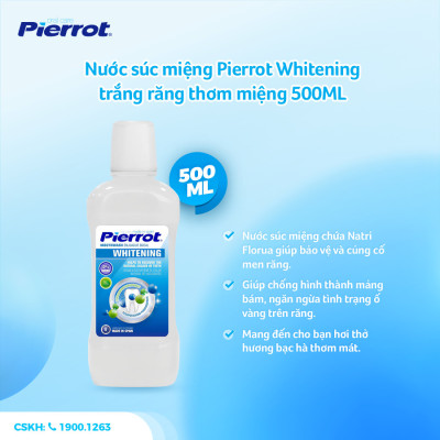 Nước súc miệng Pierrot Whitening trắng răng thơm miệng 500ML