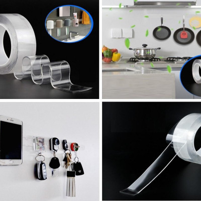 Băng Keo Nano 2 Mặt Trong Suốt Dài 5 Mét Siêu Dính, Có Thể Tái Sử Dụng, Độ dàn hồi cao - HENRYSA