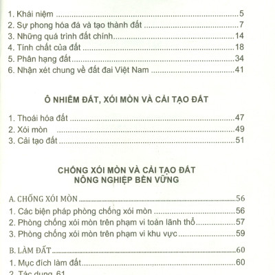 Phòng Chống Ô Nhiễm, Xói Mòn Thoái Hóa Và Cải Tạo Đất Nông Nghiệp Bền Vững