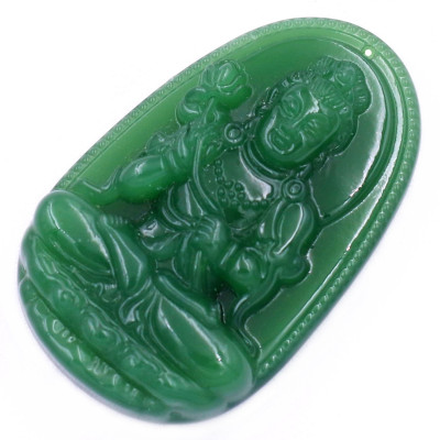 Mặt dây chuyền Phật Đại thế chí đá xanh 2.2 x 3.6cm ( size trung ) kèm vòng cổ dây chuyền inox rắn + móc inox, Phật bản mệnh