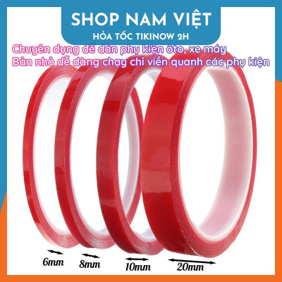Băng Keo 2 Mặt Nano Đỏ Cường Lực Trong Suốt Siêu Dính, Chịu Nhiệt, Chống Nước
